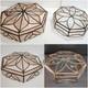 Antique (2) Leaded Stained Glass Shades 7 & 8 Panel Etched Pale Pink & Cream