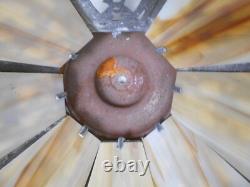 Antique 8 Panel Stained Slag Glass Lamp Shade