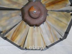 Antique 8 Panel Stained Slag Glass Lamp Shade