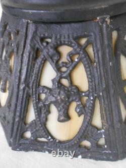 Antique 8 Panel Stained Slag Glass Lamp Shade
