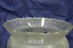 Antique Acid Etched Glass Lamp Shade Trees Fishermen Boat Nets Gas Oil 5 Fitter