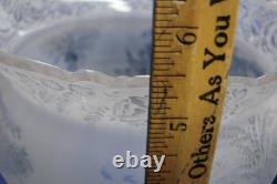 Antique Acid Etched Glass Lamp Shade Trees Fishermen Boat Nets Gas Oil 5 Fitter