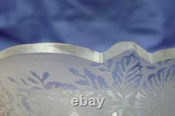 Antique Acid Etched Glass Lamp Shade Trees Fishermen Boat Nets Gas Oil 5 Fitter