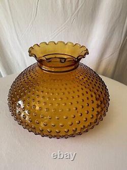 Antique Amber Glass Hobnail Parlor Lamp SHADE for 12 fitter