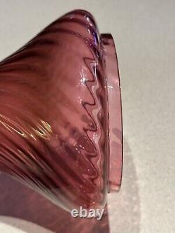 Antique Angle Light Co Cranberry Swirl Glass Globe Chimney Shade Oil Lamp