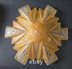 Antique Art Deco Amber Glass Ceiling Shade Modernizer Consolidated Reuben Haley