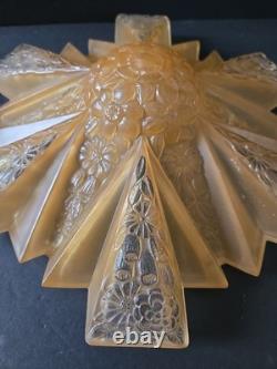 Antique Art Deco Amber Glass Ceiling Shade Modernizer Consolidated Reuben Haley
