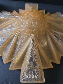 Antique Art Deco Amber Glass Ceiling Shade Modernizer Consolidated Reuben Haley