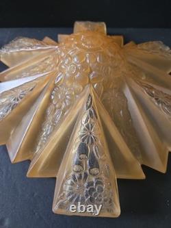 Antique Art Deco Amber Glass Ceiling Shade Modernizer Consolidated Reuben Haley