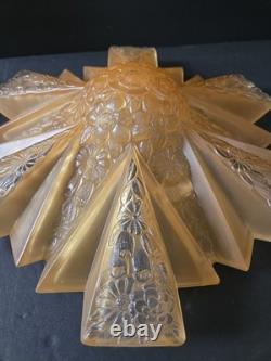 Antique Art Deco Amber Glass Ceiling Shade Modernizer Consolidated Reuben Haley