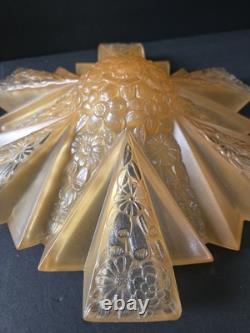 Antique Art Deco Amber Glass Ceiling Shade Modernizer Consolidated Reuben Haley
