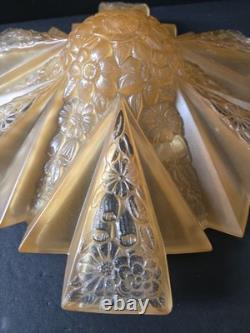 Antique Art Deco Amber Glass Ceiling Shade Modernizer Consolidated Reuben Haley
