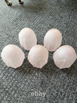 Antique Art Deco Nouveau Pink Satin Glass Lamp Light Shades Artichoke