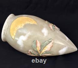 Antique Art Glass Shade With An Owl, Leaves & Moon Decorations. Rare