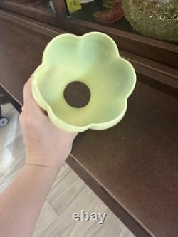 Antique Art Nouveau Custard Uranium Art Glass Lotus Shape Lamp Shade