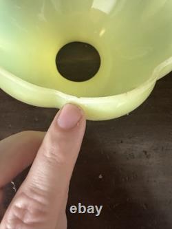 Antique Art Nouveau Custard Uranium Art Glass Lotus Shape Lamp Shade