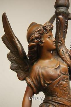 Antique Art Nouveau Deco French Austrian Bronze Gas Slag Glass Shade Erotic Lamp