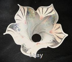 Antique Art Nouveau Iridescent Painted Blown Glass Pendant Pan Light Shade