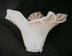 Antique Art Nouveau Iridescent Painted Blown Glass Pendant Pan Light Shade