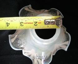 Antique Art Nouveau Iridescent Painted Blown Glass Pendant Pan Light Shade