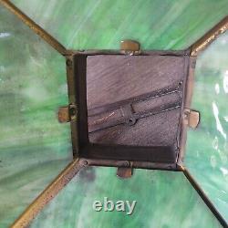 Antique Arts & Crafts Hanging Green Slag Glass Shade