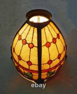 Antique Arts & Crafts Mission Handel Era Reverse Painted Lamp Shade 1910 7