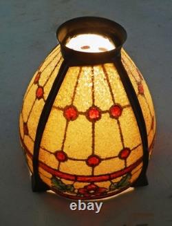 Antique Arts & Crafts Mission Handel Era Reverse Painted Lamp Shade 1910 7