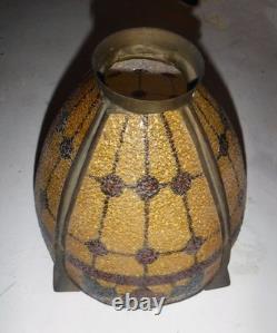 Antique Arts & Crafts Mission Handel Era Reverse Painted Lamp Shade 1910 7