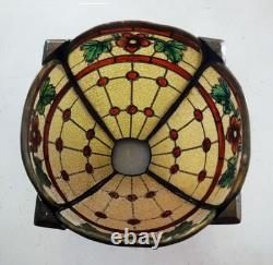 Antique Arts & Crafts Mission Handel Era Reverse Painted Lamp Shade 1910 7