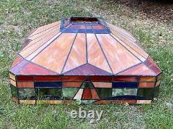 Antique Arts Slag Stained Glass Mission Type Square Ceiling / Floor Shade