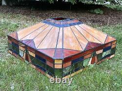 Antique Arts Slag Stained Glass Mission Type Square Ceiling / Floor Shade