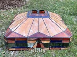 Antique Arts Slag Stained Glass Mission Type Square Ceiling / Floor Shade