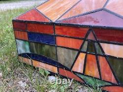 Antique Arts Slag Stained Glass Mission Type Square Ceiling / Floor Shade