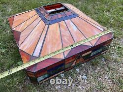 Antique Arts Slag Stained Glass Mission Type Square Ceiling / Floor Shade