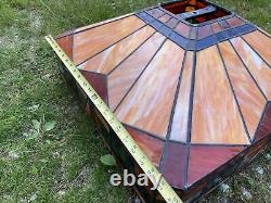 Antique Arts Slag Stained Glass Mission Type Square Ceiling / Floor Shade