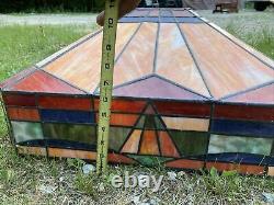 Antique Arts Slag Stained Glass Mission Type Square Ceiling / Floor Shade