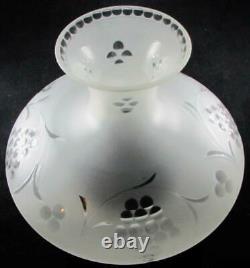 Antique Astral Sinumbra Solar Frosted Glass Lamp Shade Cut Grape Clusters 6 Rim