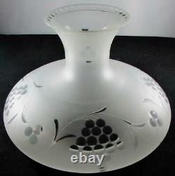 Antique Astral Sinumbra Solar Frosted Glass Lamp Shade Cut Grape Clusters 6 Rim