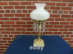 Antique Astral Solar Lamp Cut Frosted Shade Electric