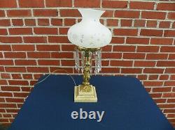 Antique Astral Solar Lamp Cut Frosted Shade Electric