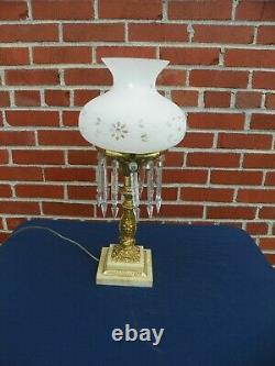 Antique Astral Solar Lamp Cut Frosted Shade Electric