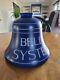 Antique Bell System Glass Hanging Blue Lamp Shade Light Telephone Booth