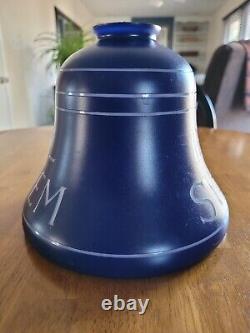 Antique BELL SYSTEM Glass Hanging Blue Lamp Shade Light Telephone Booth