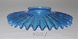 Antique Blue Translucent Glass Petticoat Ribbed Pleated Lamp Shade