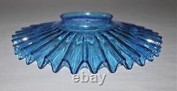Antique Blue Translucent Glass Petticoat Ribbed Pleated Lamp Shade