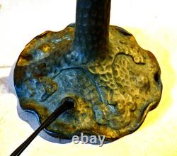 Antique Boudoir Accent Lamp Base + New Signed Stain Glass Leaded Shade