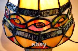 Antique Boudoir Accent Lamp Base + New Signed Stain Glass Leaded Shade