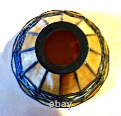 Antique Boudoir Accent Lamp Base + New Signed Stain Glass Leaded Shade