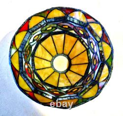 Antique Boudoir Accent Lamp Base + New Signed Stain Glass Leaded Shade