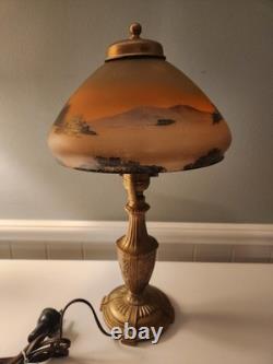 Antique Boudoir Lamp with Scenic Painted Shade